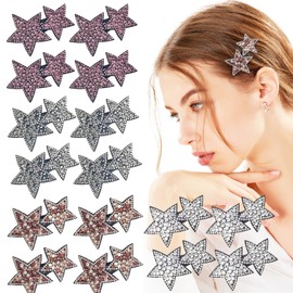 16 PCS Star Snap Hair Clips, Y2K Hair Accessories Non-slip Small Snap Hair Clips Fabric Diamond Alligator Hair Pins For Toddler Girls Women Metal Hair Barrettes