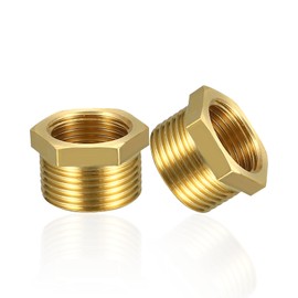 YOUZMY Brass Reducer 3/4 to 1/2 Inch Adaptor (AG Diameter 25 mm x Inner Thread Diameter 20 mm), Male Thread / Female Thread Reduction, Male Thread to Female Thread Nipple, Thread Fitting for Water