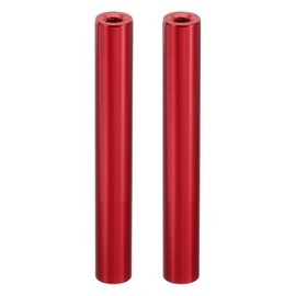 PATIKIL 2pcs M3 Metal Threaded Standoff Spacer Nuts, Round Aluminum Spacers Female Coupling Screws, 1/8" ID x 1/4" OD, Red 3x6x45mm