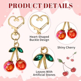 SunixSonie Cherry Keychain,Cute Cherry Bag Charms Purse Charms for Handbags Kawaii Keychain for Car Keys Accessories for Women Gifts (Red)