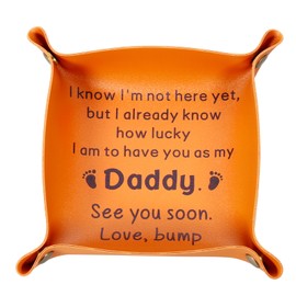 New Dad Gifts for First Fathers Day from Daughter Son Husband Gift from Wife 1st Time Dad Gifts for Dad to Be Daddy to Be Soon to Be Dad Leather Tray New Parents Expecting Dad Birthday Christmas Gifts
