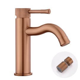 TRYSEA Rose Gold Bathroom Faucet,with Splash Sprayer Extender Aerator,Single Handle Vanity Sink Fauce,for Vanity Farmhouse and RV