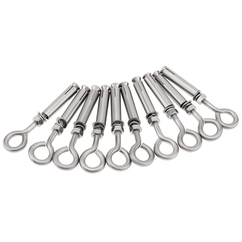 10 Pack M8 Concrete Eye Bolt, 5/16" 105mm Shoulder Eyebolt