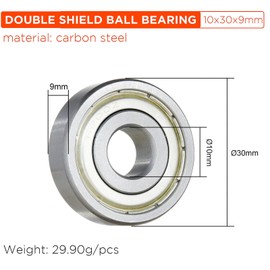 YoiYee 6200ZZ Double Shielded Deep Groove Ball Bearings 10x30x9mm, Carbon Steel 6200-2Z 80200 (Set of 4)