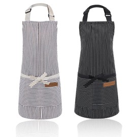 Pack of 2 Children's Apron with 2 Pockets, Adjustable Children's Apron, Art Apron for 6-12 Years, Boys, Girls, Adjustable Apron, Kids Waterproof Apron for Kitchen, Cooking, Baking, Painting, Party