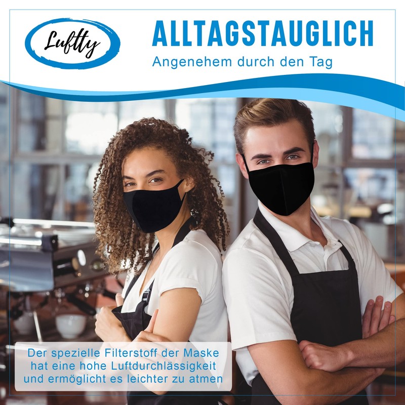 Luftty Mask with Valve, Adjustable Ear Loops and Nose Bridge,