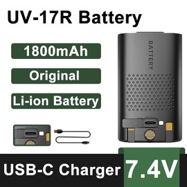 BAOFENG 2 Pakcs UV-17R Battery Original BL-17UV Enlarge 1800mAh USB-C Charging Rechargerable DC7.4V 13.32Wh Li-ion Battery