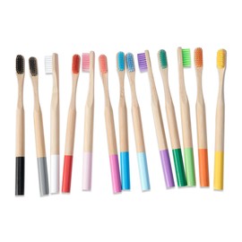 Outanaya 4pcs Bamboo Toothbrushes Natural Bristles Adults Travel Toothbrushes Brush Set