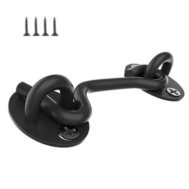 HAOBIN Stainless Steel Cabin Hook, Cabin Hook, Storm Hook, Cabin Hook, Black Latch for Doors, Closure Hook, Gate Hook with Mounting Screws, Used for Barn Doors, Bathrooms, Sliding Doors, 1 Piece