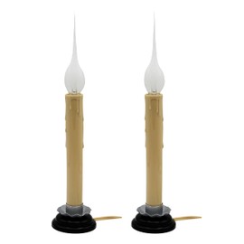 Creative Hobbies 7 Inch Electric Rustic Country Candle Lamp with On/Off Switch, 5 Foot Ivory Cord, Metal Base and 5W Silicone Bulb Included | 2 Pack