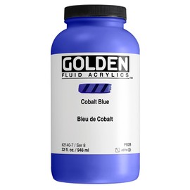 Fluid Acrylics by GOLDEN, Cobalt Blue, 32 fl. oz. Jar, Professional Acrylic Paint, Semi-Transparent