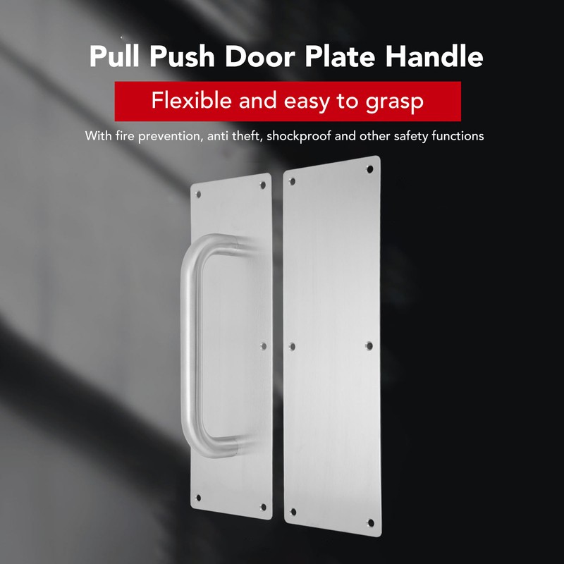 Pull Push Door Plate Handle with Screws 304 Stainless Steel
