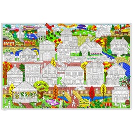Stuff2Color Your Town - Giant Sized Poster - 32"x 22" Inches (Great for Family Time, Adults, Kids, Classrooms, Care Facilities and Group Activities)