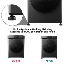 Vibration Damper Washing Machine, Pack of 4 Vibration Damper Washing Machine, Anti-Vibration Feet Foot Pads, Foot Damper, Anti Vibration Feet Damper for Washing Machines, Dryers, Rubber Feet