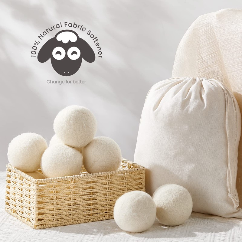 Roowest 60 Pcs Wool Dryer Balls Set Reusable Laundry Wool