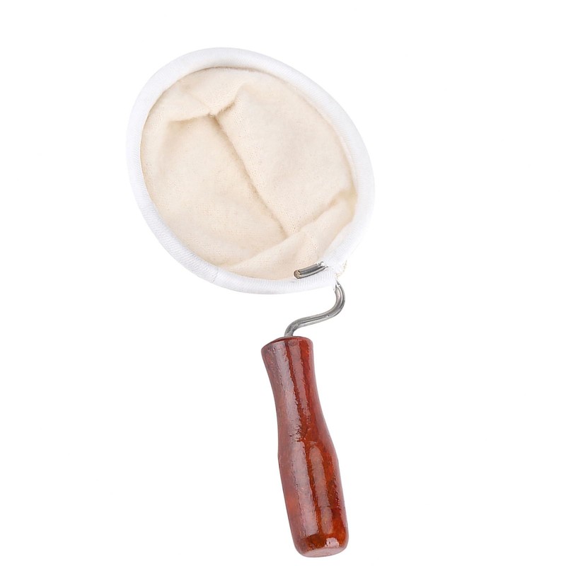 Reusable Washable Flannel Fabric Coffee Strainer with Wooden Handle Coffeesock