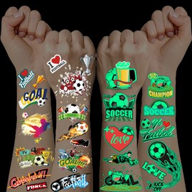 Football Tattoos Set, 150+ Football Tattoos for Boys, Football Children's Birthday Party Bags, Lights Football Tattoo, Children's Tattoos Boys for Football Party