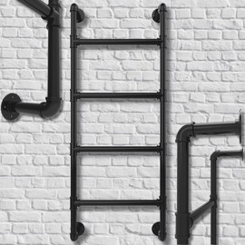 4-Step Wall-Mounted Ladder – Metal Climbing Access for RV, Attic, and Bunk – Fixed Hooked Design - 4 Rung Wall-Fixed Ladder – Basement Egress Window Well Exit - Emergency Escape for Homes Four Steps