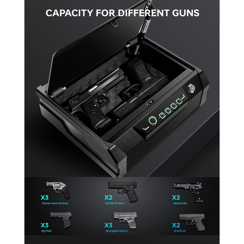 TIGERKING Gun Safe,Biometric Gun Safe for Pistols,Quick Access Pistol Safe