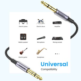 MOSWAG TRS Guitar Cable 3 m, 6.35 mm to 6.35 mm Jack Audio Cable Nylon Braided for Electric Guitar, Electronic Piano, Bass Amplifier, Bass, Key Instrumes etc