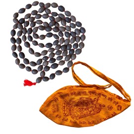 NAISHA Gaumukhi Japa Mala Bag & Original Kamal Gatta Mala (Lotus Seeds) Prayer Rosary Japamala Lakshmi Puja Mala Hindu Meditation
