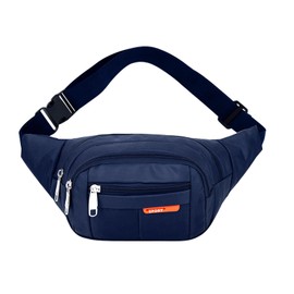 AfitLulu Sports Waist Bag Fanny Pack with 4 Zippered Pockets and Adjustable Shoulder Straps, Crossbody Fanny Packs Bumbag for Outdoor Sports Running Hiking (Blue)