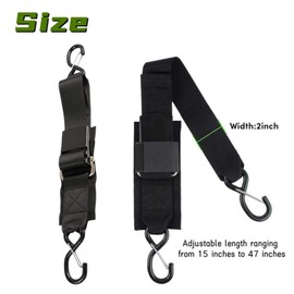 2 Pack Boat Straps for Trailer, Adjustable Heavy Duty Boat Tie Down Straps to Trailer, 2 Inch x 47Inch Retractable with Soft Loops & Safety Buckle Hook, Tie Down Straps for Boating, Marine, Jet Ski