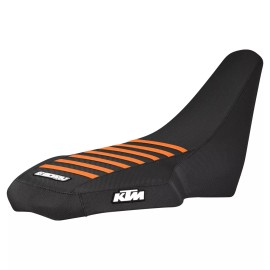 KTM 2008-2009 KTM ATV 450 505 525 Seat Cover ALL BLACK / ORANGE RIBS  LOGO  #324