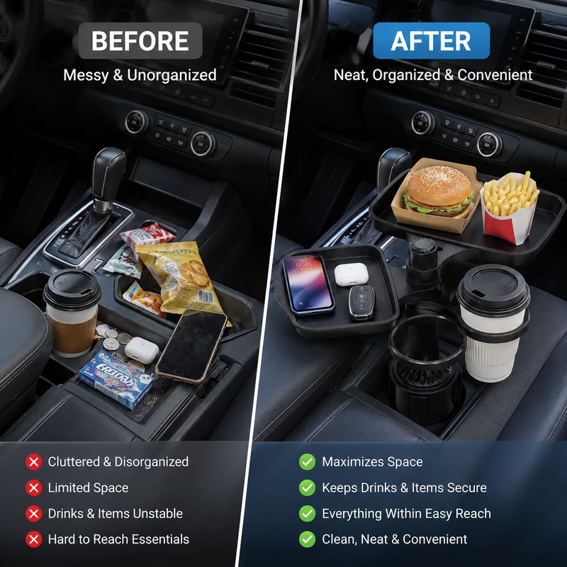 Car Seat Gap Organizer with Cup Holder – PU Leather