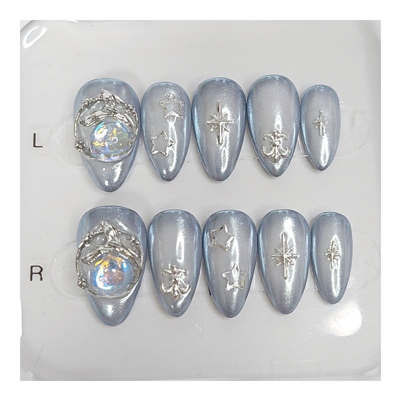 Mermaid Star Handmade Nail Tips - Short Square / 머메이드