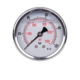 Manometer Glycerine Axial Connection Stainless Steel IP65 63 mm with Back Connection 1/4 Glycerine (0-100 bar)
