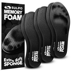 SULPO 3 Pairs Memory Foam Insoles - Cushioned Insoles - Inner Soles for Men & Women - Comfortable Support for Size 11 UK M
