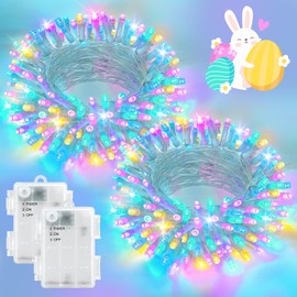 FFZZKJ Pastel Easter Lights String Battery Operated Total 100LED 33ft for Easter Decorations for Home Outdoor Indoor Waterproof with Timer for Party Decorations, Multicolor