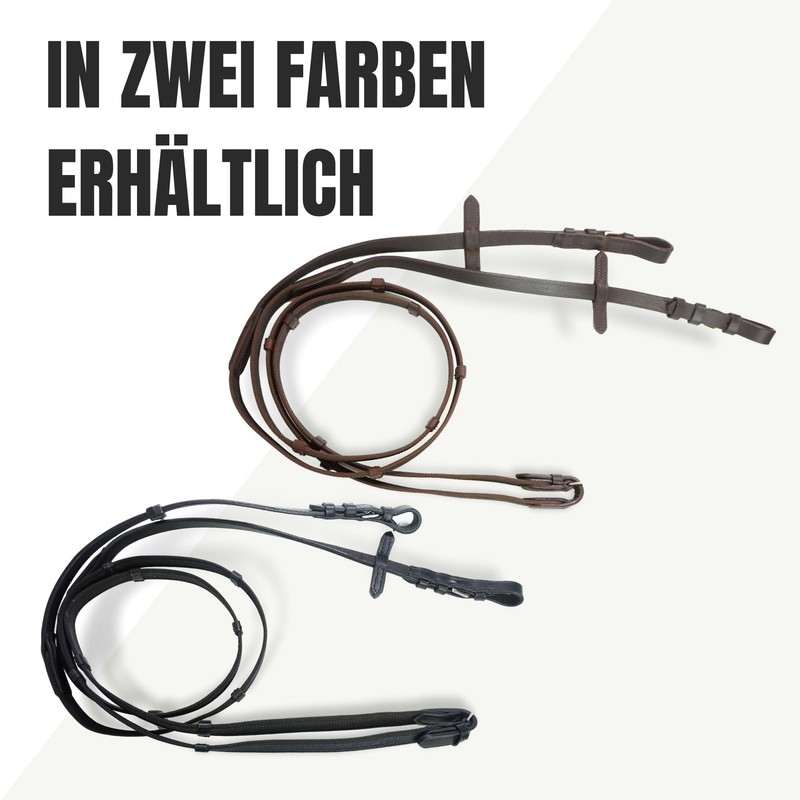 Pferdelinis Bridle Reins for Horses, Rubberised, Durable Reins in Black