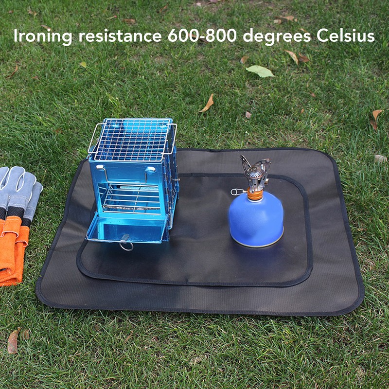 Fireproof Grill Pad Fiberglass Cloth Heat Resistant Foldable Square Fire