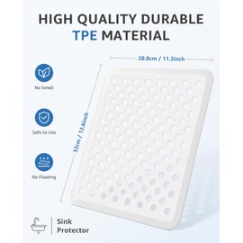 Small Sink Mat, White Sink Protector Mats for Bottom of Kitchen Sinks, Dish Drying Mat for Dishes and Glassware, Fast Drain 11.3x12.6inch (1)