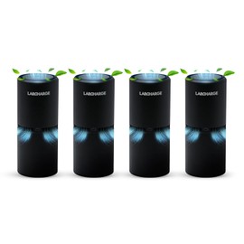Lab Charge Small Ionic Air Purifier for Home & Bedroom – Silent HEPA Filter – Covers 250 Sq Ft - Free Cleaner for Pets, Hair, Smoke, Dust, Odors & Dander – Compact & Black Design - Pack of 4