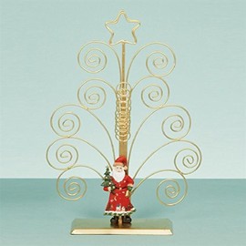 Uwant Fashion Christmas Golden Metal Santa Swirl Card Holder - Holds 20 Cards