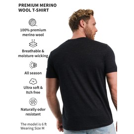 Merino.tech Merino Wool T-Shirt Mens - 100% Merino Wool Undershirt Lightweight Base Layer (Charcoal, Medium)