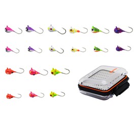 Alichino Ice Fishing Jig Set Ice Fishing Lures Micro Jig Head Hook Set for Panfish, Crappie, Walleye, Perch, Trout, Bluegill (18pcs Tungsten Ice Jigs Set)
