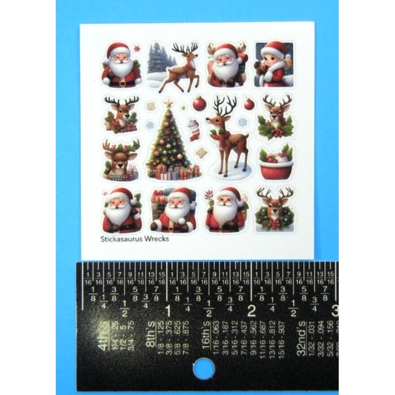 Stickasaurus Wrecks Christmas Santa & Reindeer Mini Sticker Sheet