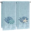 Breling 2 Pcs Summer Beach Hand Towels for Bathroom Blue
