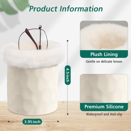 FINTIE Plush Lined Eyeglasses Holder for Nightstand, Silicone Glasses Stand Case, Multi-Functional Organizer for Home Decor (Ivory)