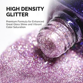 MelodySusie Galaliver Glitter Gel Nail Polish, 15ML Sparkly Shimmer Gel Polish Soak Off UV LED Cured Long Lasting Gift for Women DIY Nail Design Nail Art Manicure Free Purple X06