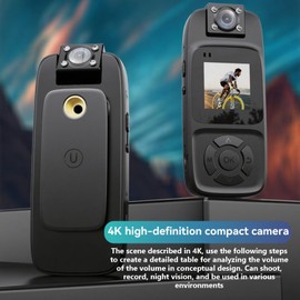Mini Action Camera, 4K HD Body Camera, 180° Camera Magnetic Pocket Thumb Cam, Portable Mini WiFi 120° Wide Angle Camera Outdoor Sports for Recording,Outdoors Activities(Includes 128GB Memory Card)