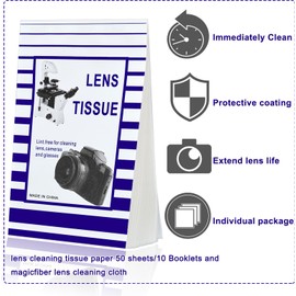 500 Pieces Lens Cleaning Paper Tissue and 2 Double Sided Cleaning Cloth-Lens Cleaning Paper for Camera Lenses, Microscopes, Computer Screens, Magnifiers, Glasses, 10 Booklets