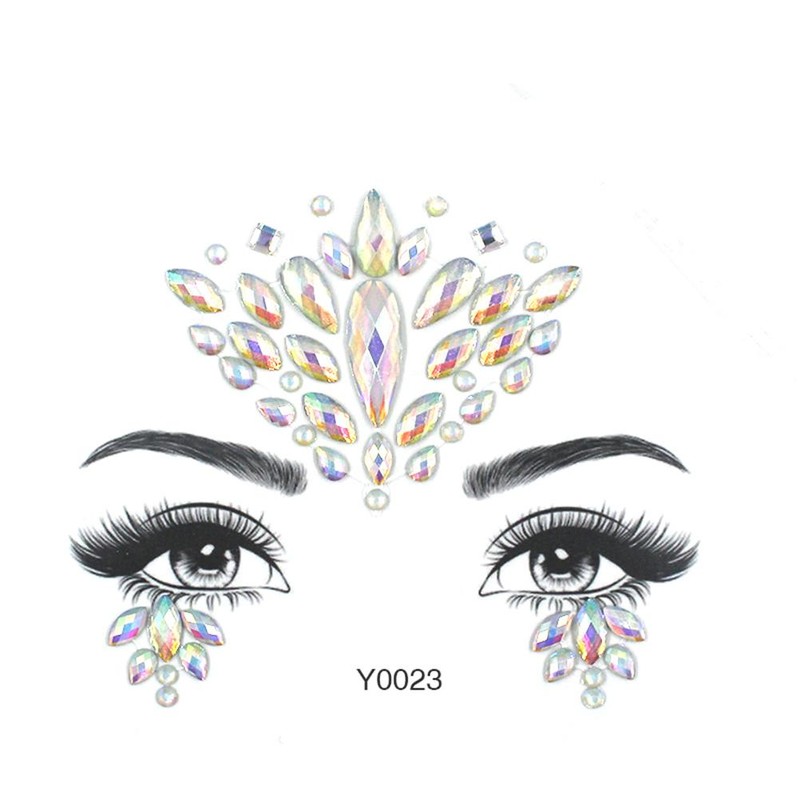 6Pcs Luminous Rhinestones Face Temporary Tattoos Glitter Festival Face Stickers