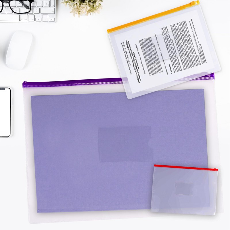 Pack of 12 A4+ Foolscap Clear Zippy Bags with Blue