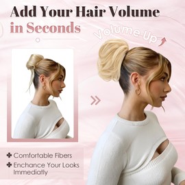 Benehair Hairpiece with Elastic Band, Bun Hairpiece, Hair Scrunchie with Hair, Synthetic Hair Extension, Messy Bun for Women and Girls (Light Golden Brown, 55 g)