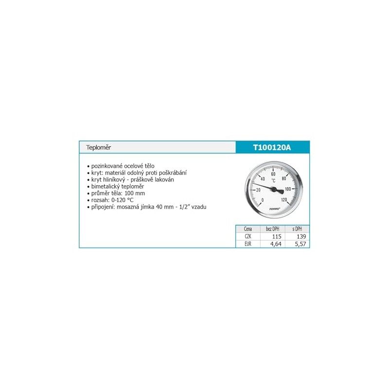 100mm 0-120C Thermo Water Oil Temperature Gauge 1/2 inch Rear